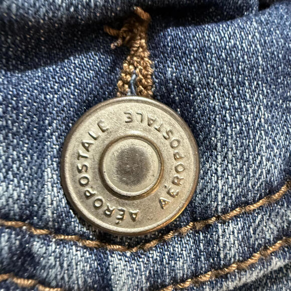 Aeropostale SZ XS Seriously Stretchy Denim Jacket Slim Fit Cropped Distressed - Picture 2 of 6